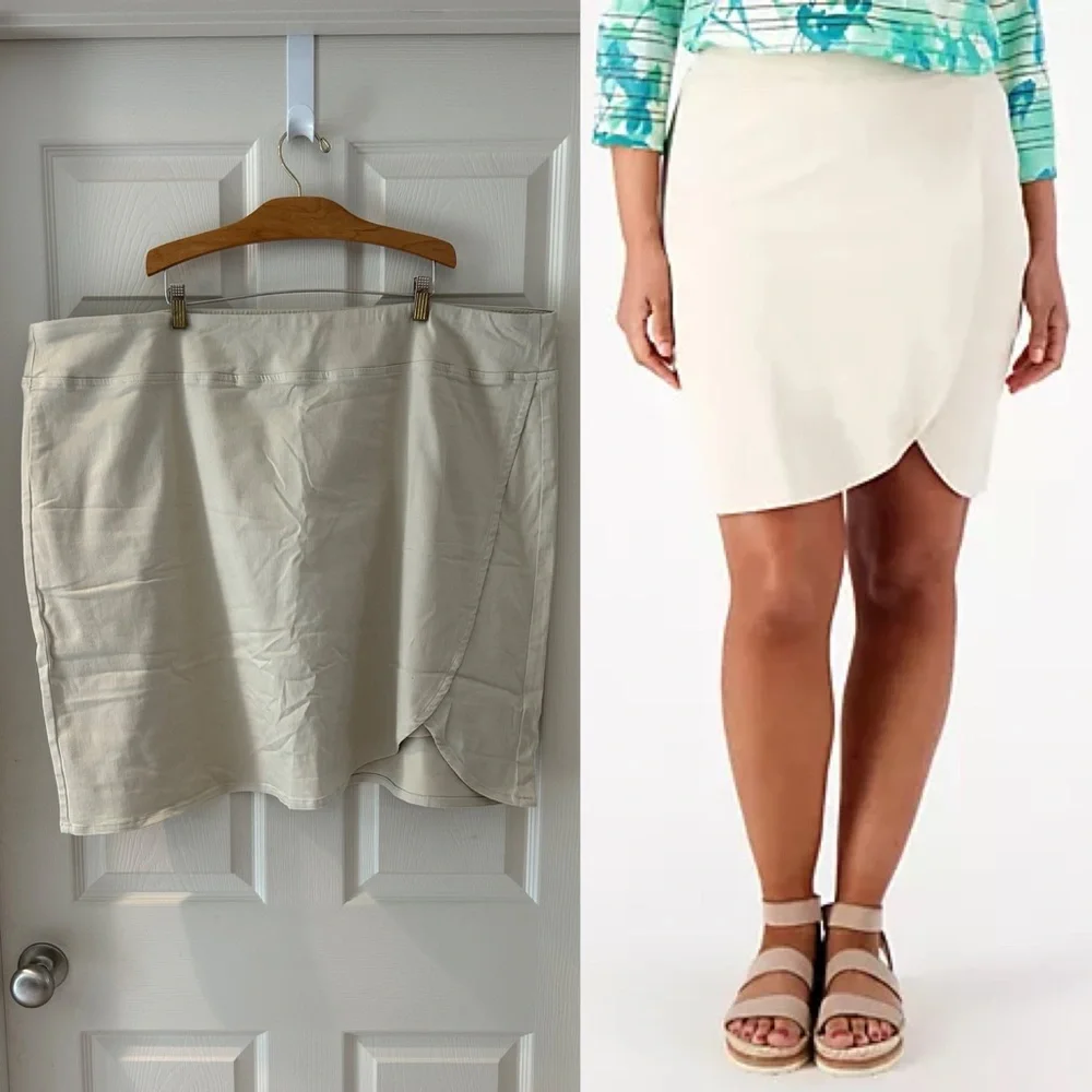 Belle by Kim Gravel Triple Luxe Knit Tulip Hem Skort Size 28W